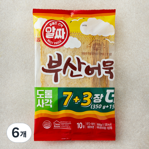 한성기업 알짜 부산어묵 도톰 사각 10장, 500g, 6개