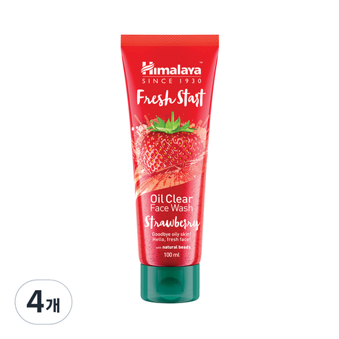 히말라야 프레쉬 스타트 오일 클리어 페이스 워시 스트로베리, 100ml, 4개