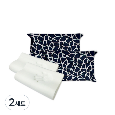 리브맘 고밀도 메모리폼 베개 2p + 커버 2p, 커버(스파이더 네이비), 2세트