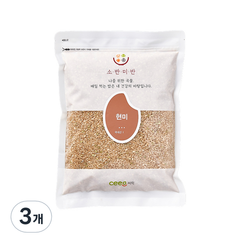 씨익 소반미반 현미, 1kg, 3개