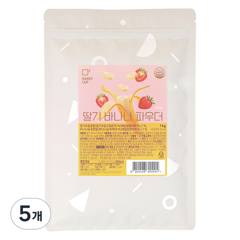 스위트컵 딸기바나나 파우더, 1kg, 1개입, 5개