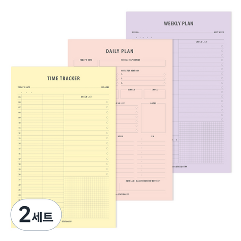 세컨드맨션 A5 PLAN MEMO PAD 3종 세트, 혼합색상, 2세트