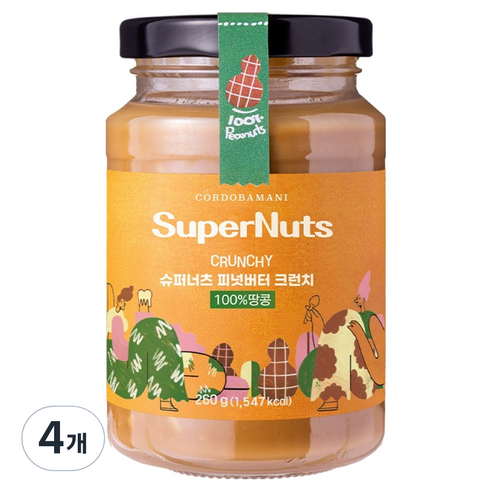 슈퍼너츠 피넛버터 크런치, 260g, 4개