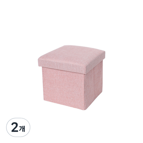 마켓A 접이식 수납 의자 보관함 L, 핑크, 2개