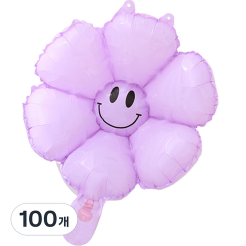 마켓감성 스마일 데이지 컬러 풍선, 퍼플, 100개
