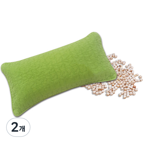 편백아트 프리미엄 편백 큐브칩 베이직 베개, 연두(베개커버), 랜덤발송(속커버), 2개
