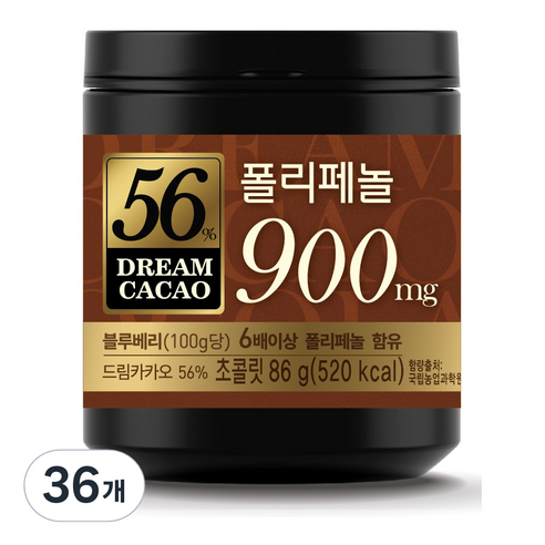 드림카카오 56% 초콜릿, 36개, 86g