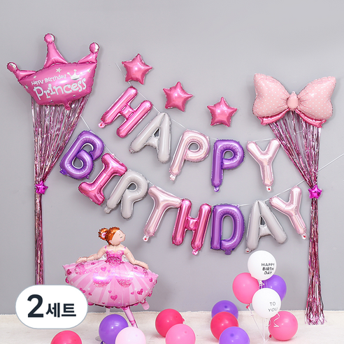 피앤비유니티 파티커튼콜 발레공주 풍선 세트, 랜덤발송(커링리본), 2세트