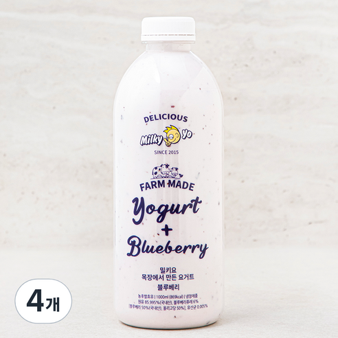 밀키요 목장에서 만든 요거트 블루베리, 1000ml, 4개