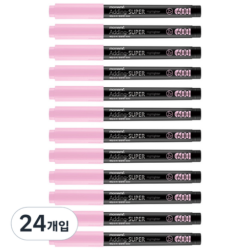 모나미 에딩슈퍼 600 파스텔 형광펜, 파스텔 핑크, 24개입