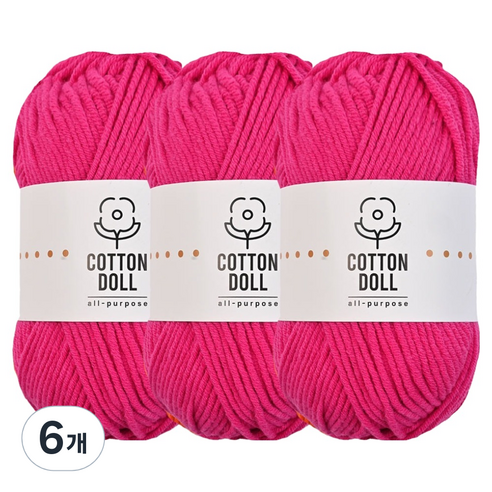 니뜨 코튼돌 뜨개실 50g, 6개, 15마젠타