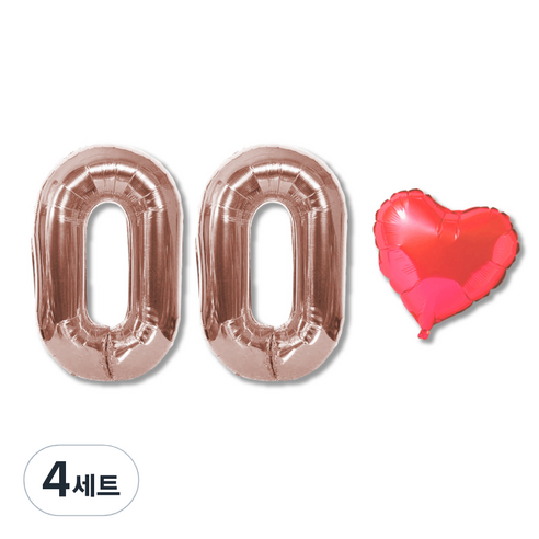 올댓파티 00 기념일 벌룬 세트, 혼합색상, 4세트