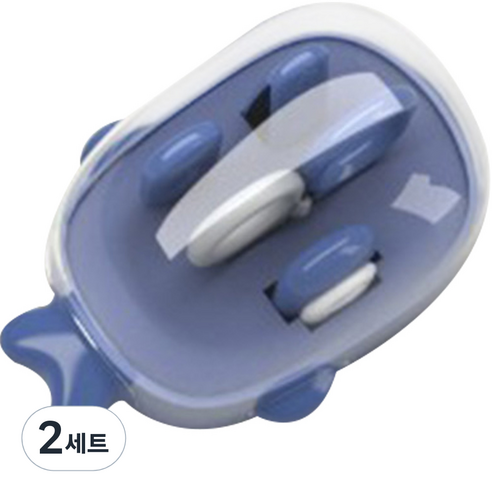 블루마켓 유아용 고래케이스 손톱깎이 세트, 블루, 2세트