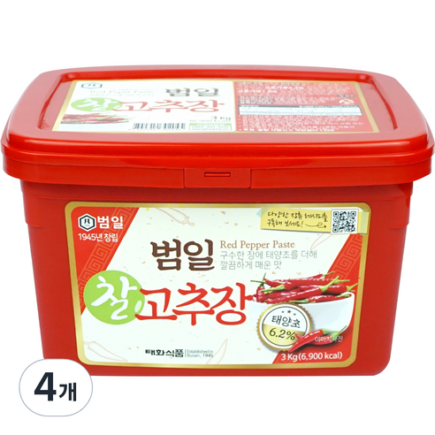 범일 찰 고추장, 3kg, 4개