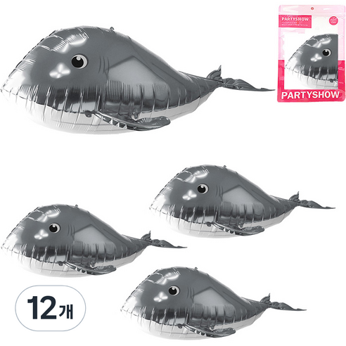 파티쇼 통통 아기 돌고래 은박 풍선, 그레이, 12개