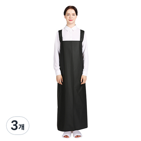 웰프런 우레탄 방수앞치마 검정파이핑 대, 무광블랙, 3개