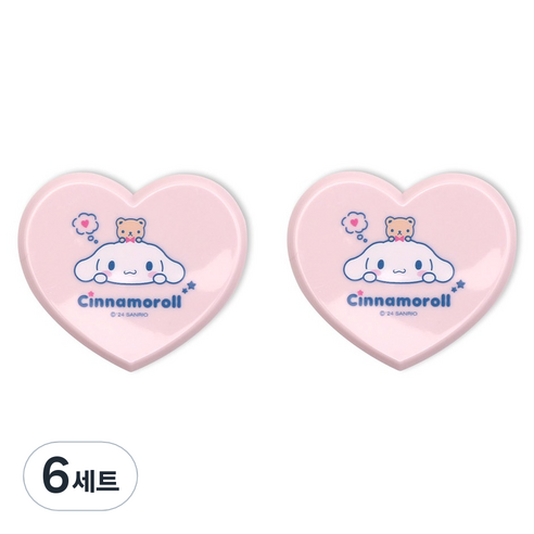 케이제이잡화점 하트 빗 + 거울 세트, 시나모롤 핑크, 6세트