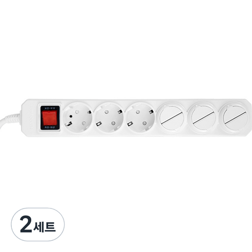 히포 접지형 멀티탭 6구 + 안전커버 3p 세트 DSE-5060, 5m, 2세트