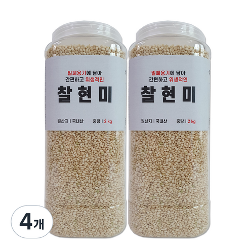 대한농산 통에담은 찰현미, 2kg, 4개