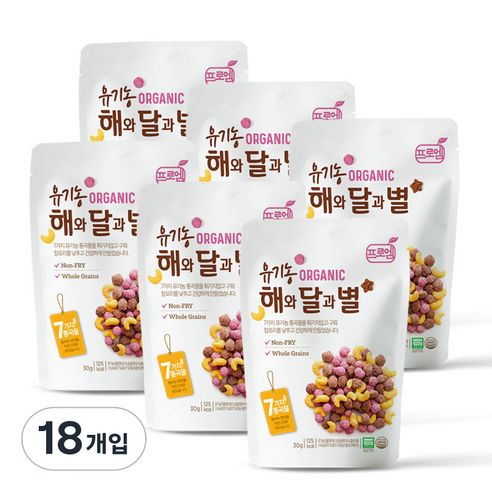 프로엠 유기농 해와달과별, 현미, 30g, 18개