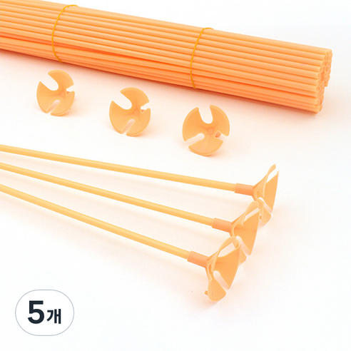 마켓감성 마카롱 풍선 홀더 핸드 스틱 42cm 100p, 주황, 5개