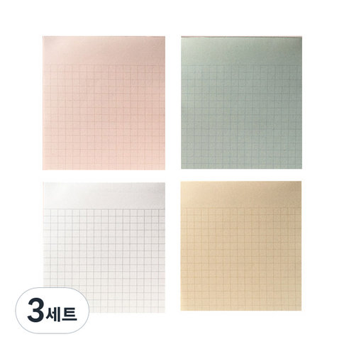 아무날 파스텔체크 떡메모지 4종 세트, 3세트, 혼합색상