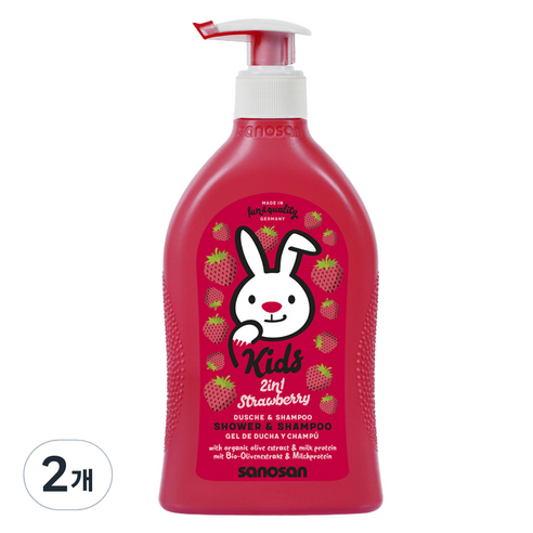 사노산 키즈 샤워앤샴푸 스트로베리, 2개, 400ml