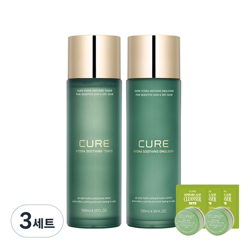 김정문알로에 큐어 하이드라 수딩 에멀젼 130ml +토너 130ml, 3세트