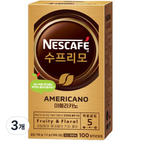 네스카페 수프리모 아메리카노, 1.1g, 100개입, 3개
