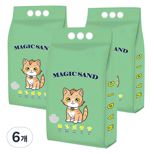메디펫 매직 응고형 고양이 두부모래 가는입자, 10L, 6개, 녹차향