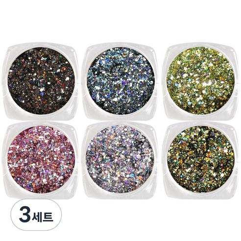 메이브라운 디아몬 레이져 젤네일 네일글리터 6종 A M10168, 혼합 색상, 3세트