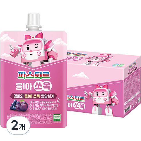 파스퇴르 유아용 응아쏘옥 주스 10p, 혼합맛(푸룬/포도/사과), 80ml, 10개