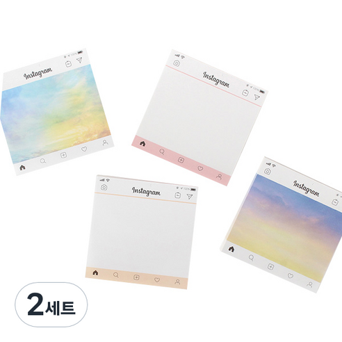 톡톡팬시 떡메모지 인스타그램 4종세트, YELLOW, PINK, BLUE CLOUD, VIOLET CLOUD, 2세트