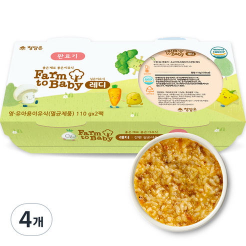 팜투베이비 레디 실온이유식 완료기, 소고기아스파라거스진밥, 110g, 4개