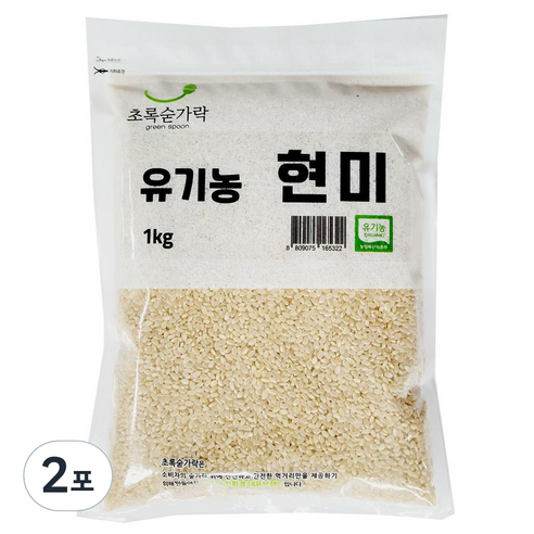 초록숟가락 유기농 현미, 2개, 유기농 현미 1kg