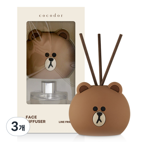 코코도르 라인프렌즈 페이스 디퓨저, 브라운(퓨어코튼), 50ml, 3개