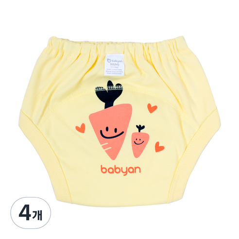 베이비앙 배변훈련팬티 3중방수, 당근, 4개
