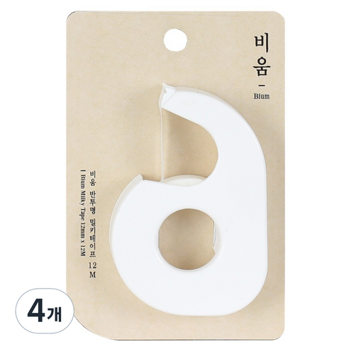 모닝글로리 비움 반투명 밀키테이프 12mm x 12m, 4개