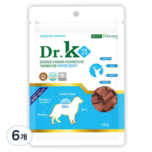 닥터케이 프리미엄 건강간식, 사슴고기, 100g, 6개