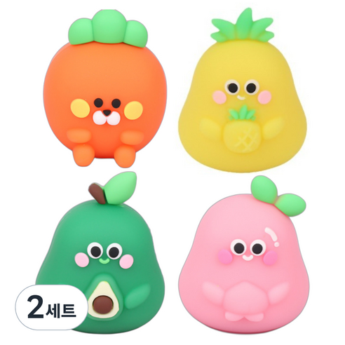 블랙트리 귀여운 과일 휴대용 연필깎이 4종 세트, 오렌지, 옐로우, 그린, 핑크, 2세트