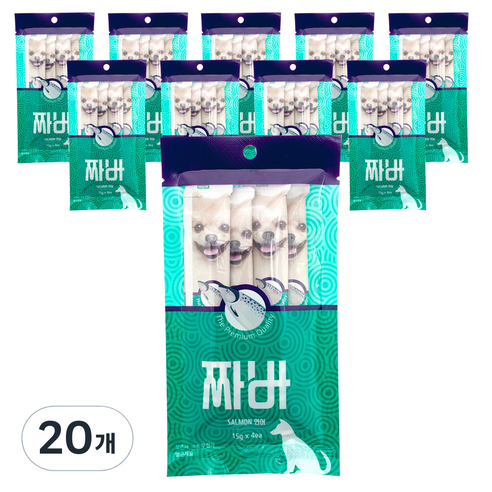 짜바 짜먹는 강아지간식 유산균 연어맛 4p, 20개