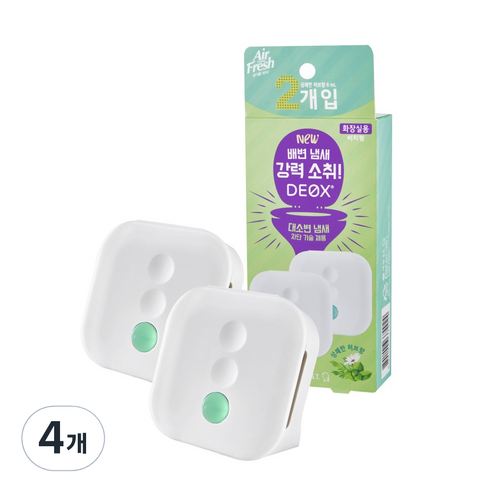 에어후레쉬 데옥스 화장실용 비치형 방향제 상쾌한 허브향 2p, 12ml, 4개