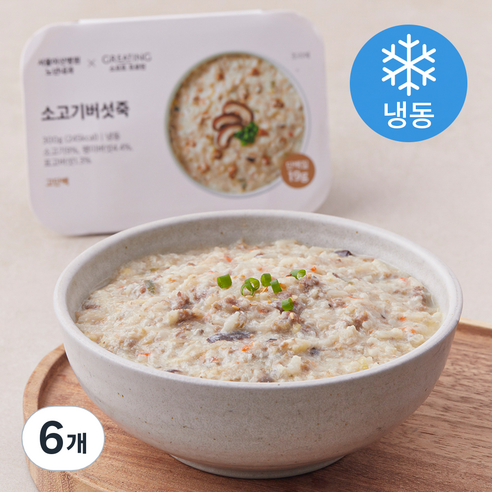그리팅 소프트 프로틴 소고기 버섯죽 (냉동), 300g, 6개