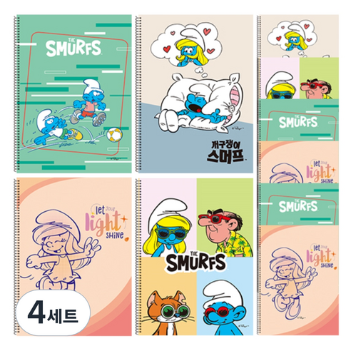 영아트 스머프 8칸쓰기 스프링노트 10p세트, 혼합색상, 4세트