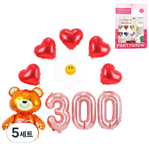 파티쇼 러브곰돌이 기념일 300일 데이지 세트, 로즈골드 + 메탈레드, 5세트