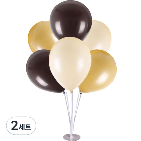 미미파티 생일 파티 풍선 6p + 멀티 스탠드 세트, 브라운, 2세트