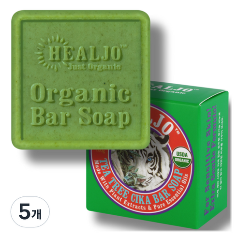 힐조 티트리시카 바솝 USDA 오가닉 비건 비누 여드름 모낭염, 100g, 5개
