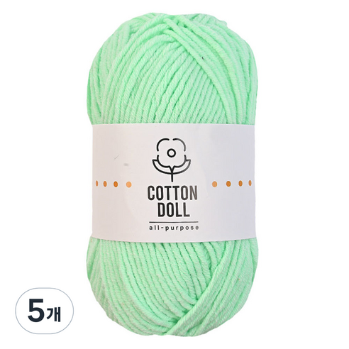 니뜨 코튼돌 뜨개실 50g, 5개, 24 민트