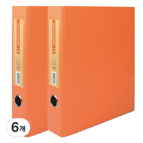 마이다스 D링 바인더 파일 명찰형 5cm 3공 A4, 주황색, 6개