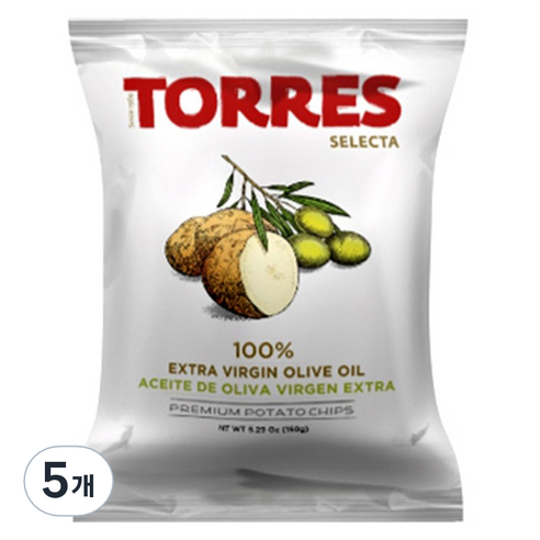 토레스 셀렉타 엑스트라버진 올리브오일 감자칩, 125g, 5개
